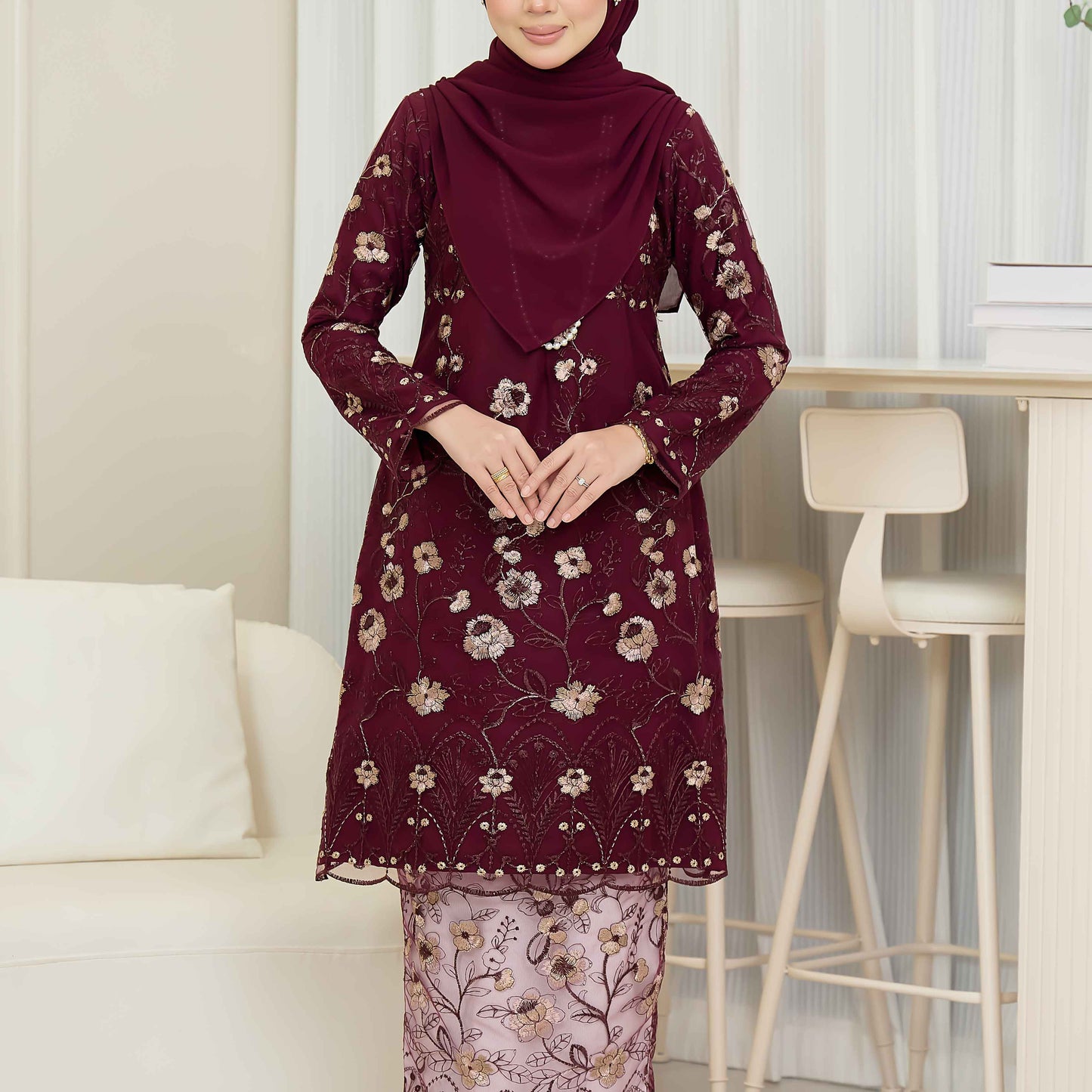 CLARA RIZQA - VANESSA baju kurung muslimah mom material premium como crepe + Lace