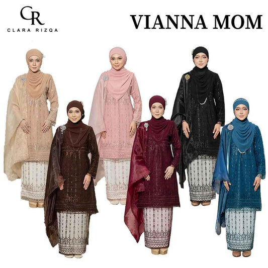 CLARA RIZQA - VIANNA baju kurung muslimah mom material premium como crepe + Lace