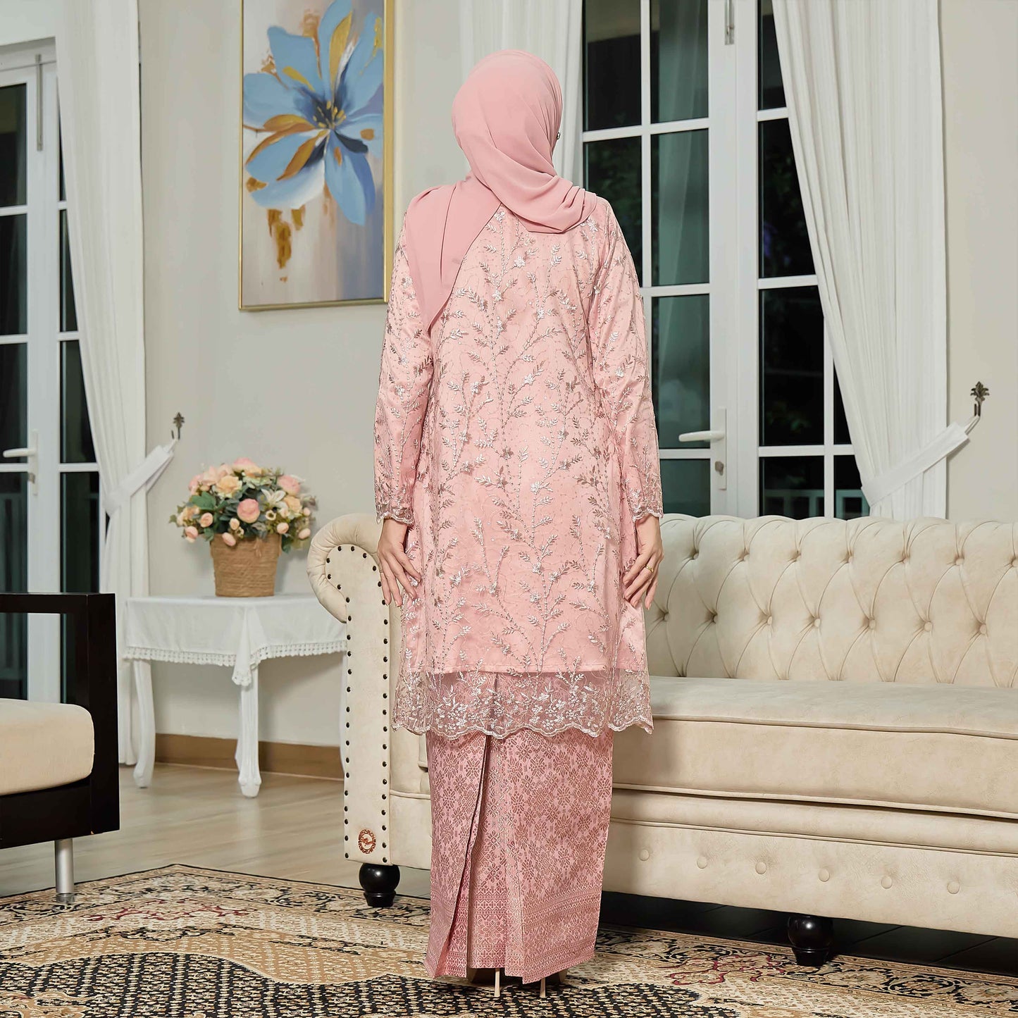 CLARA RIZQA - ROSSABELLE Mom baju kurung muslimah material embroidery lace + satin velvet(lining) + songket