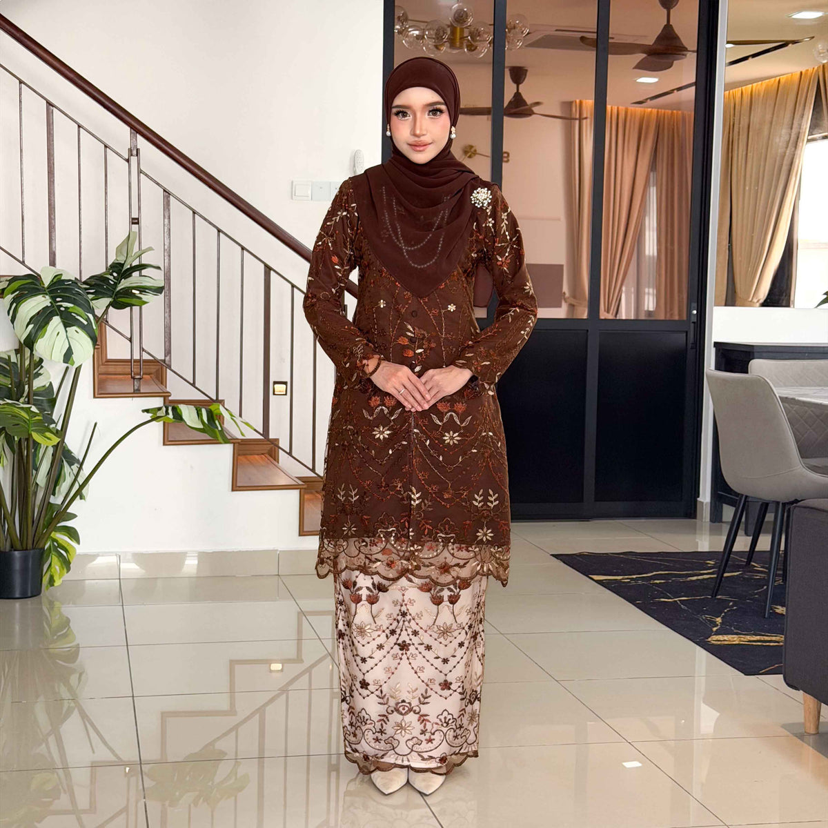 CLARA RIZQA -RAISHA baju kurung muslimah material premium como crepe + Lace