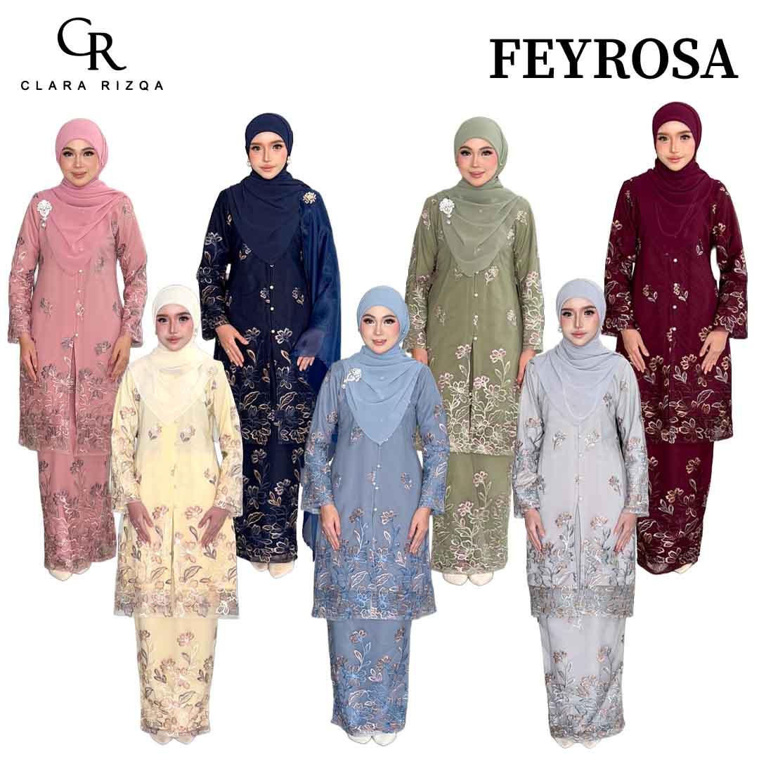 CLARA RIZQA - FEYROSA baju kurung muslimah material premium como crepe + Lace