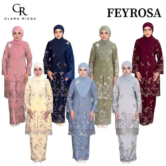 CLARA RIZQA - FEYROSA baju kurung muslimah material premium como crepe + Lace
