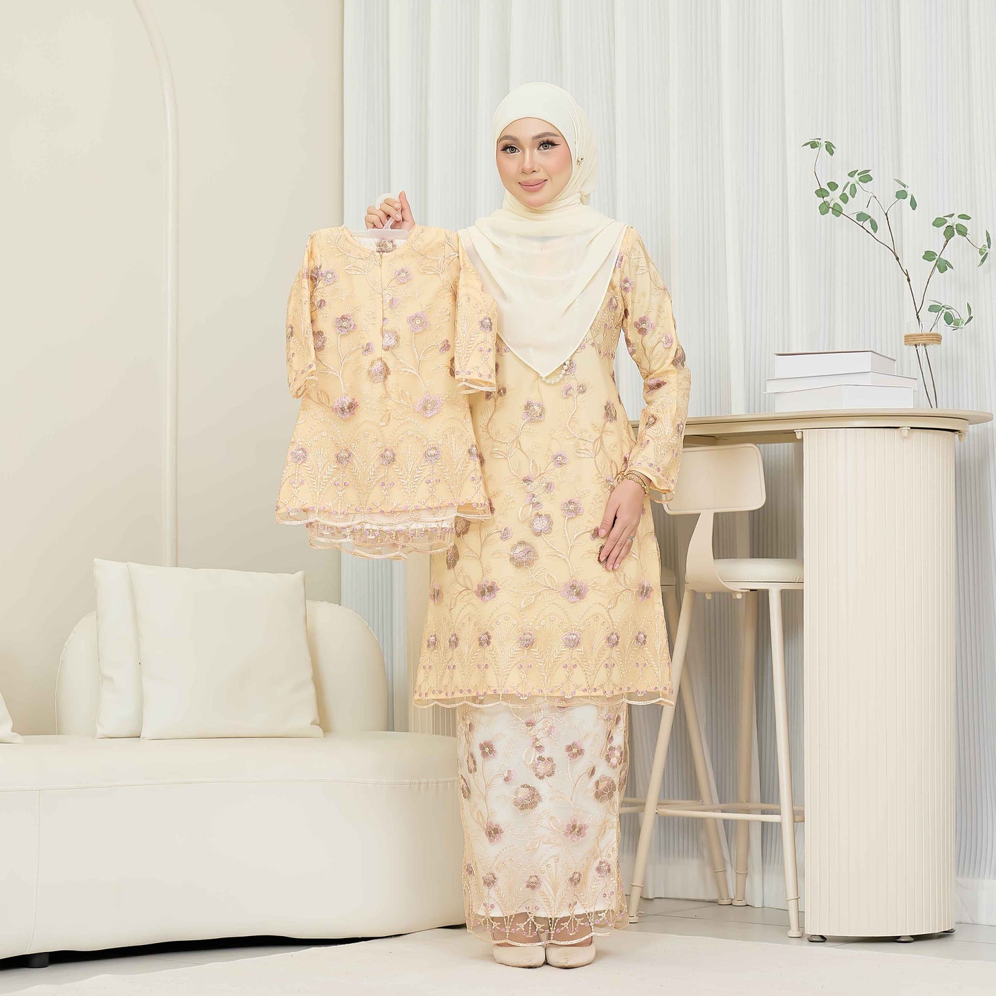 CLARA RIZQA - VANESSA baju kurung muslimah kids material premium como crepe + Lace