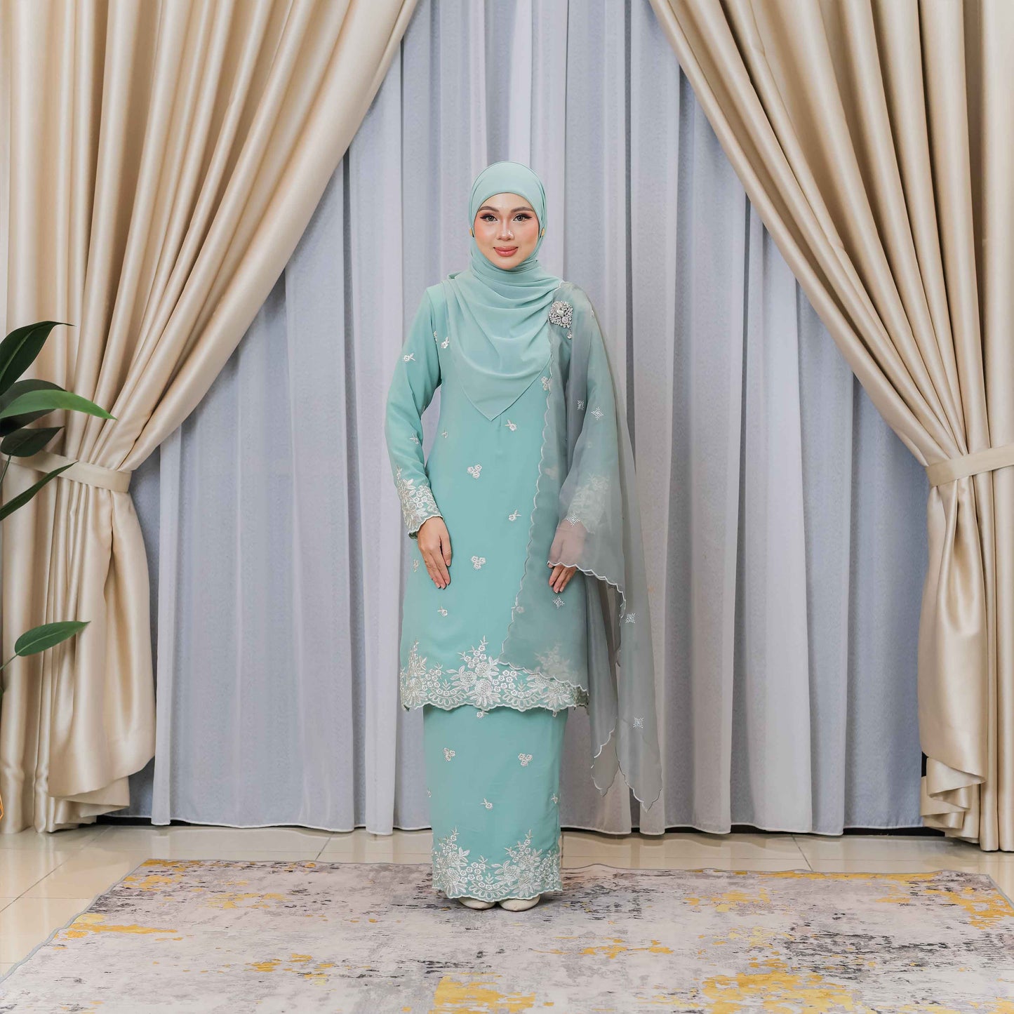 CLARA RIZQA - AVELINE baju kurung cantik material Chiffon embroidery with lining (mom)