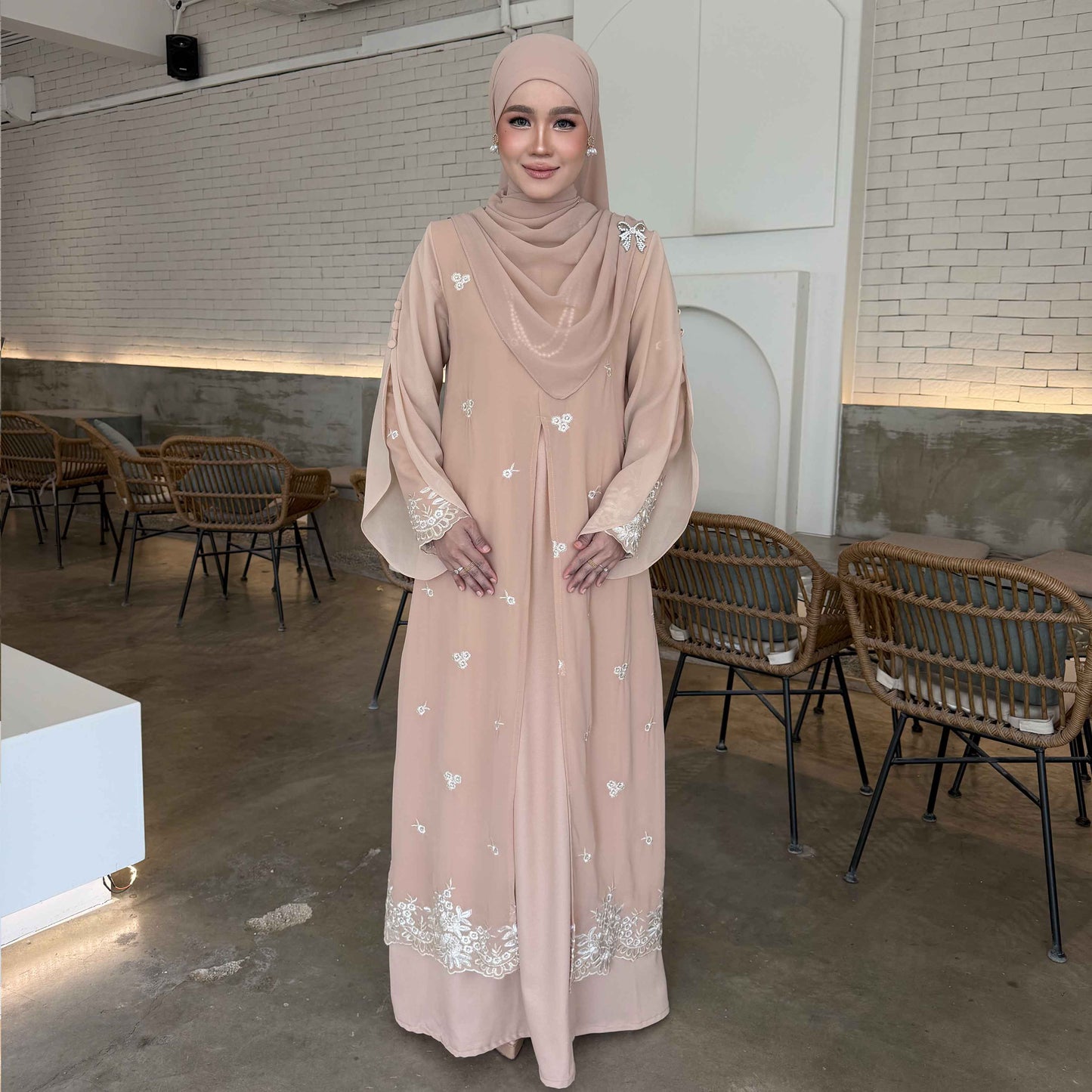 CLARA RIZQA - HAWRA Jubah Abaya material chiffon embroidery with lining como crepe