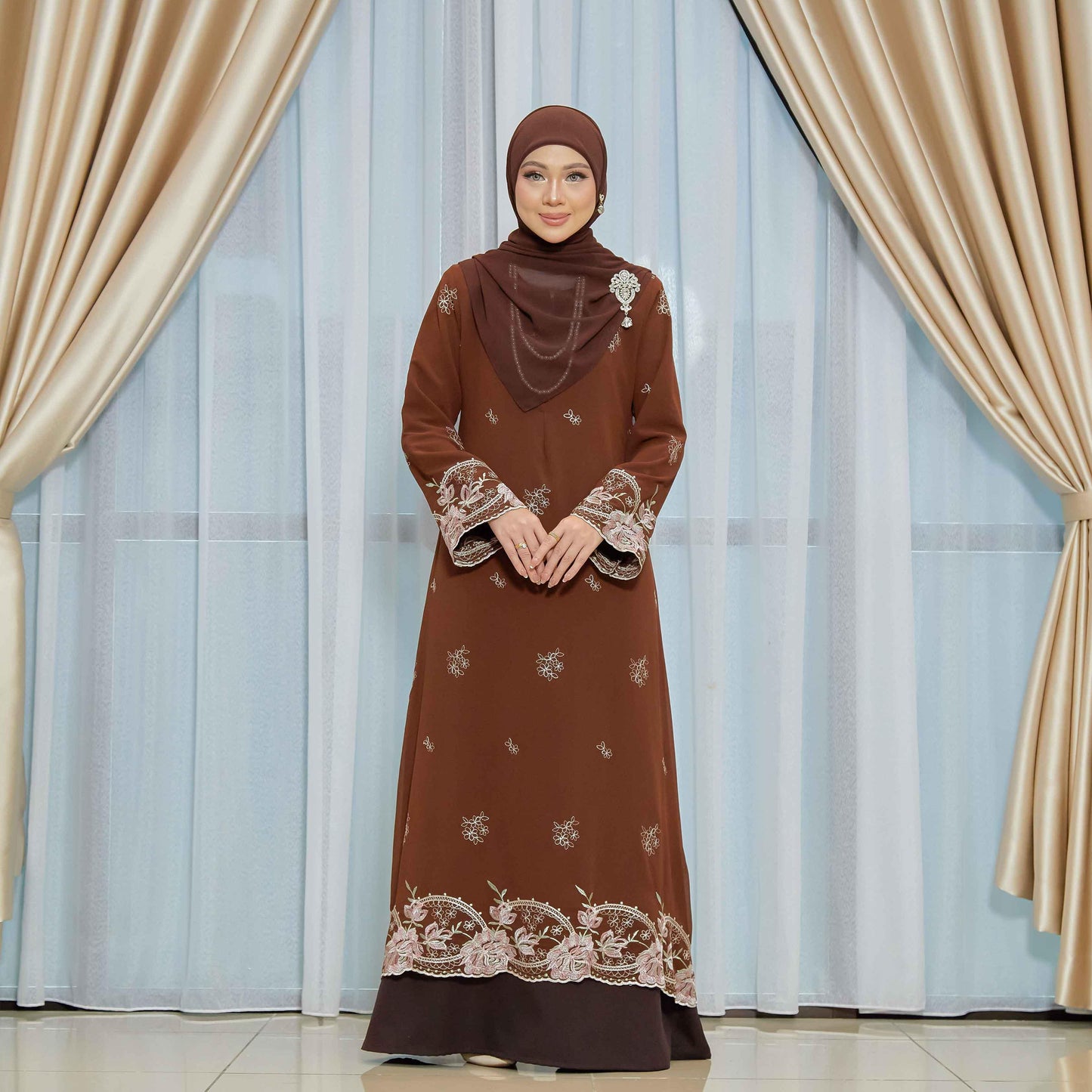 CLARA RIZQA - FEYARA Jubah Abaya material chiffon embroidery with lining como crepe