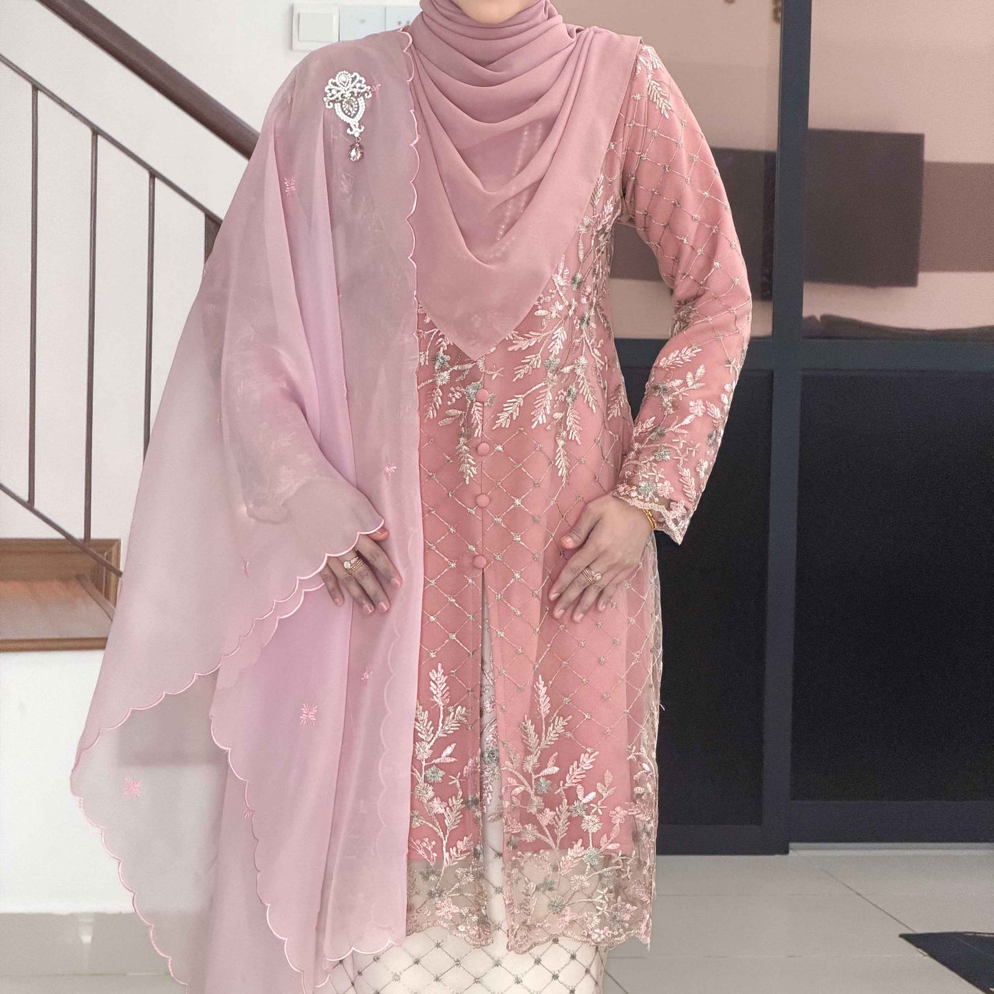 CLARA RIZQA - CALISA baju kurung muslimah material premium como crepe + Lace