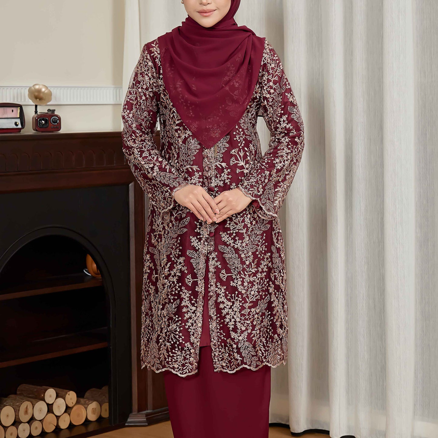 CLARA RIZQA - PETRA baju kurung moden material lace + sutera pearl lace