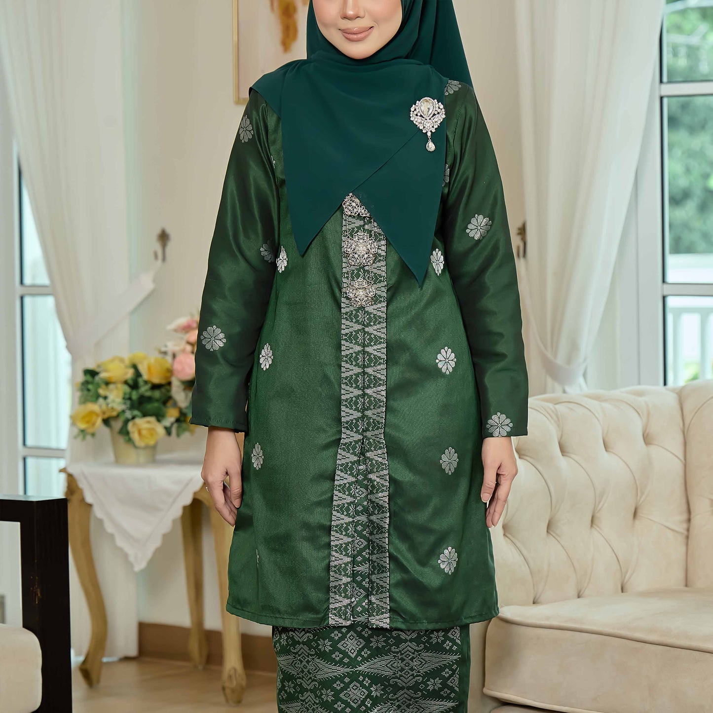 CLARA RIZQA Kebaya Mahsuri Baju Muslimah Material Songket Tenun Asli