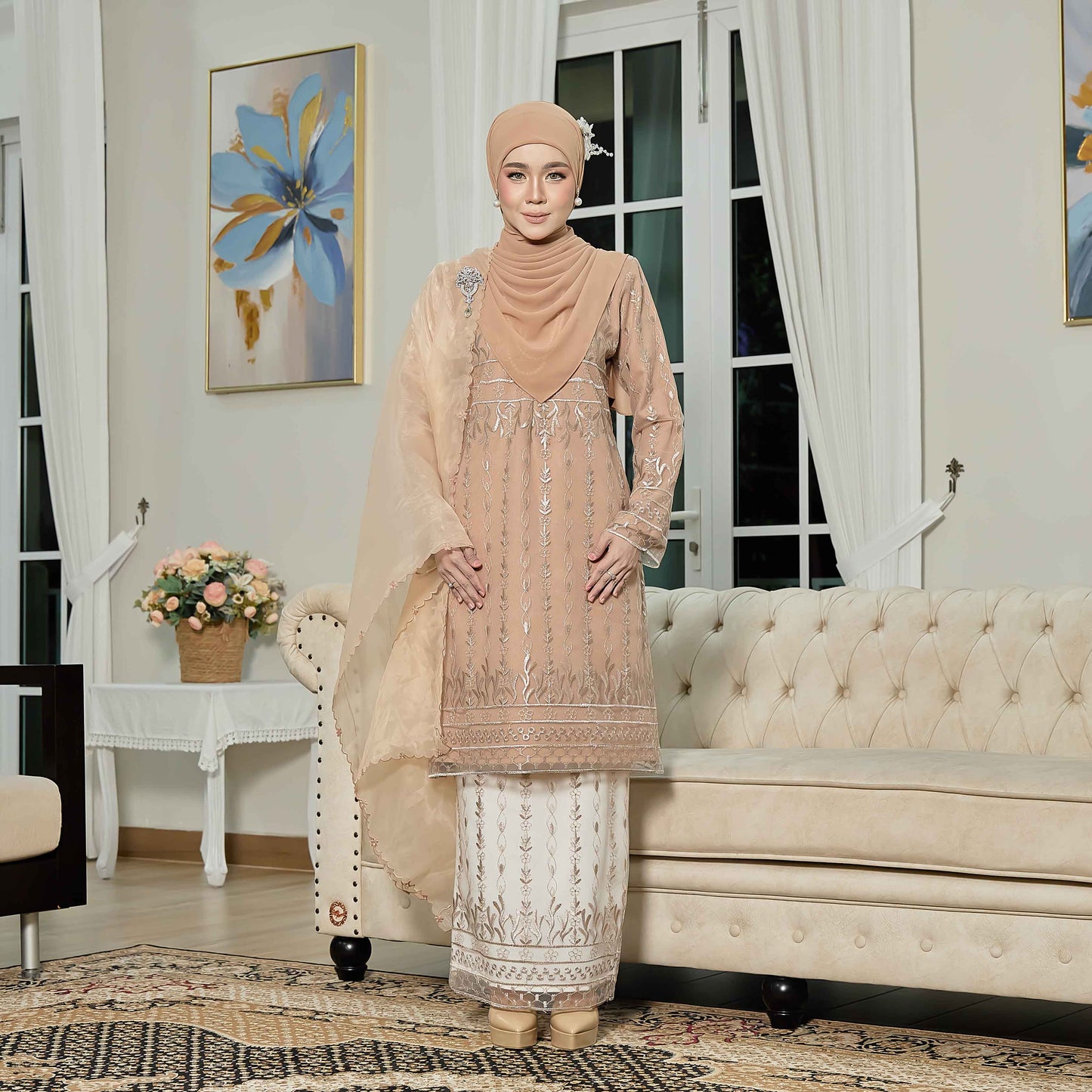 CLARA RIZQA - VIANNA baju kurung muslimah mom material premium como crepe + Lace
