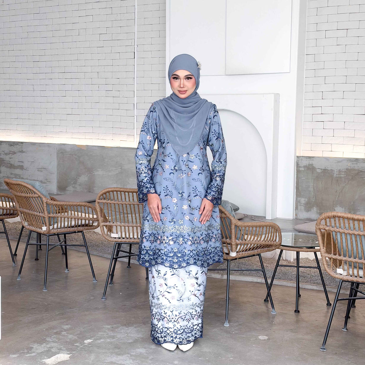CLARA RIZQA - YASMIN baju kurung muslimah material premium como crepe + Lace