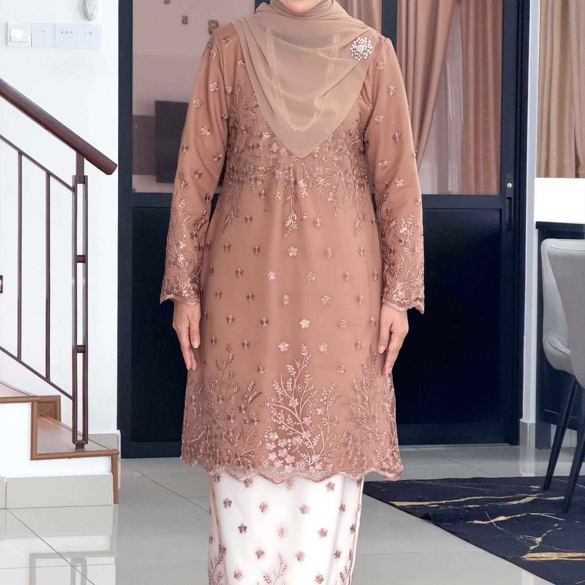 CLARA RIZQA - AYAROSE baju kurung muslimah material premium como crepe + Lace
