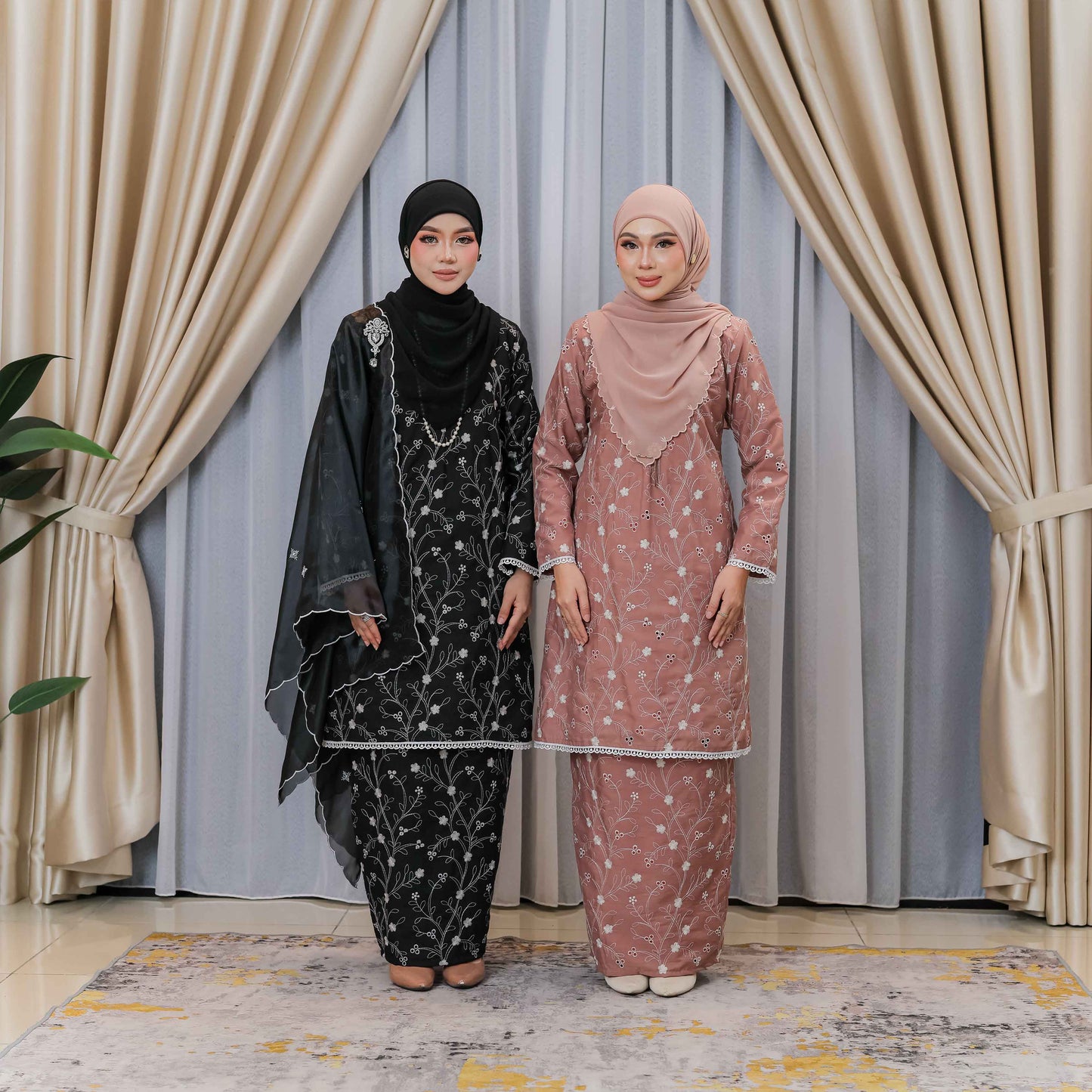CLARA RIZQA - JASMINE baju kurung cantik moden material Cotton Embroidery with lining