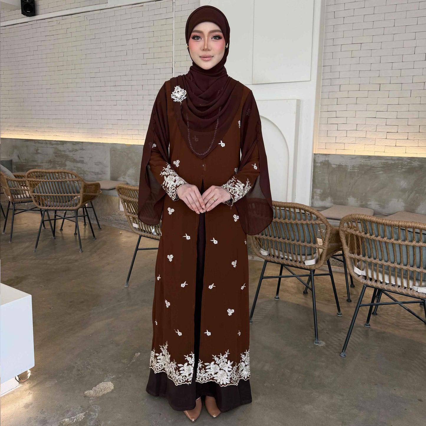 CLARA RIZQA - HAWRA Jubah Abaya material chiffon embroidery with lining como crepe