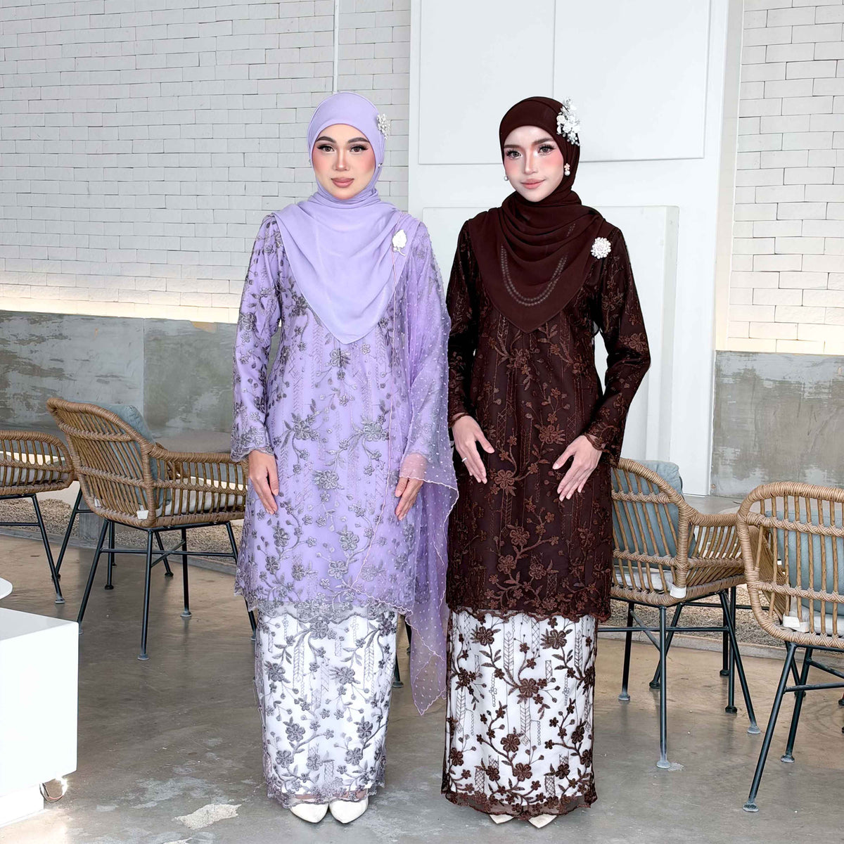 CLARA RIZQA - SOFIA baju kurung muslimah material premium como crepe + Lace
