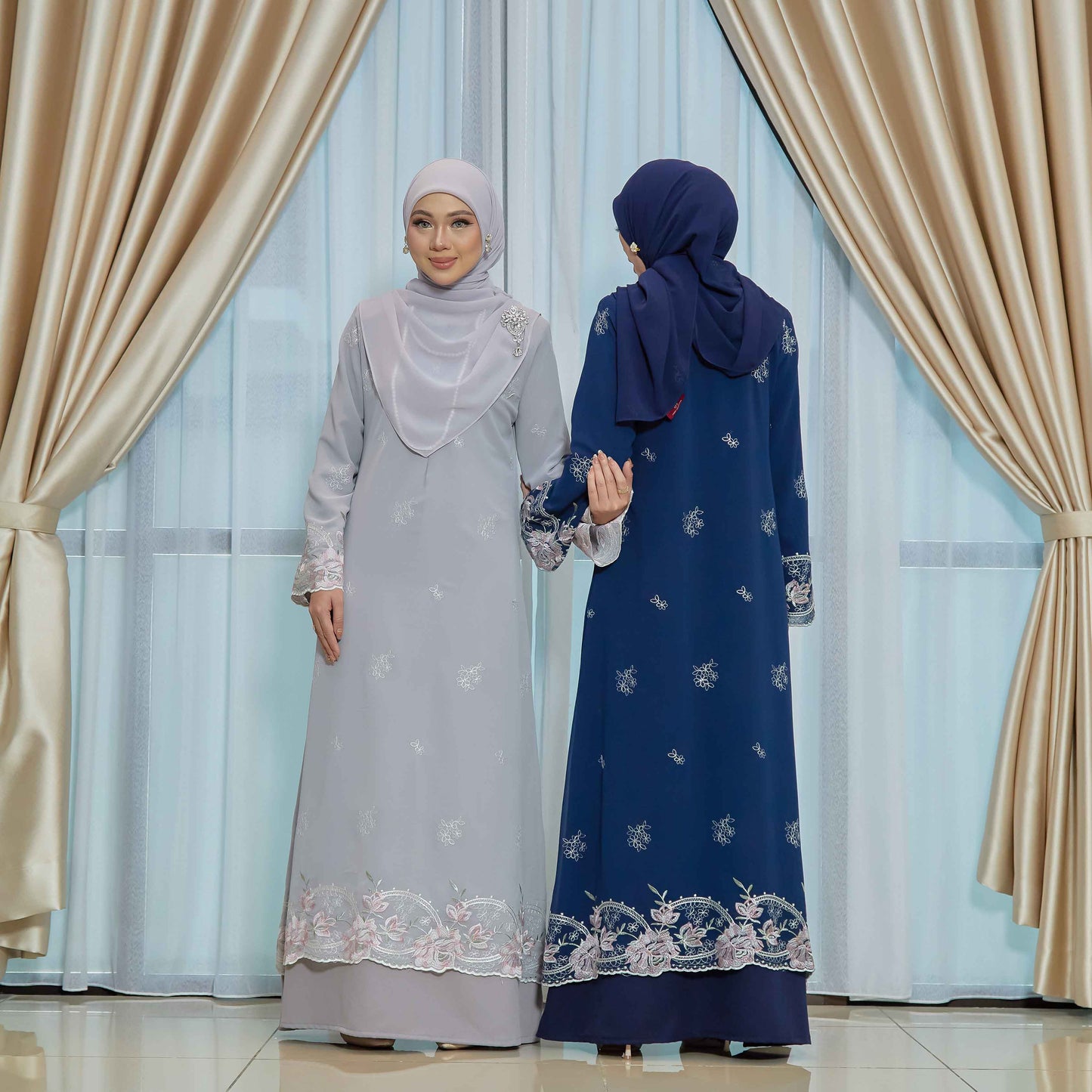 CLARA RIZQA - FEYARA Jubah Abaya material chiffon embroidery with lining como crepe