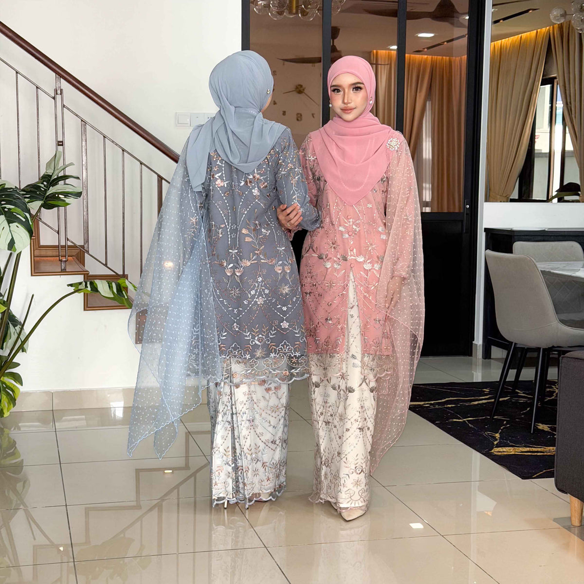 CLARA RIZQA -RAISHA baju kurung muslimah material premium como crepe + Lace