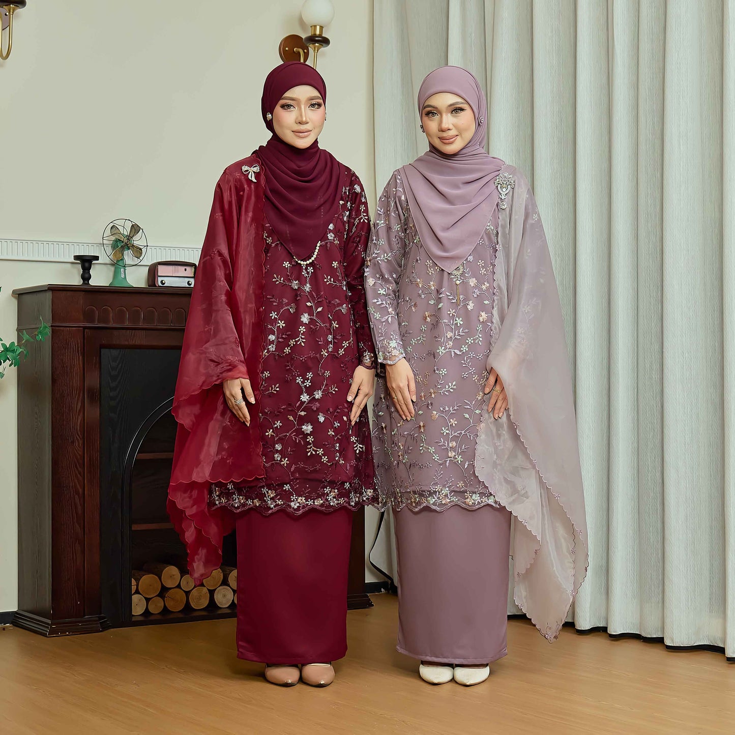 CLARA RIZQA - DIANDRA Mom baju kurung muslimah material premium pearl skin with lace