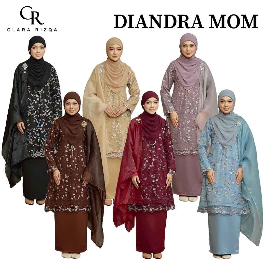 CLARA RIZQA - DIANDRA Mom baju kurung muslimah material premium pearl skin with lace