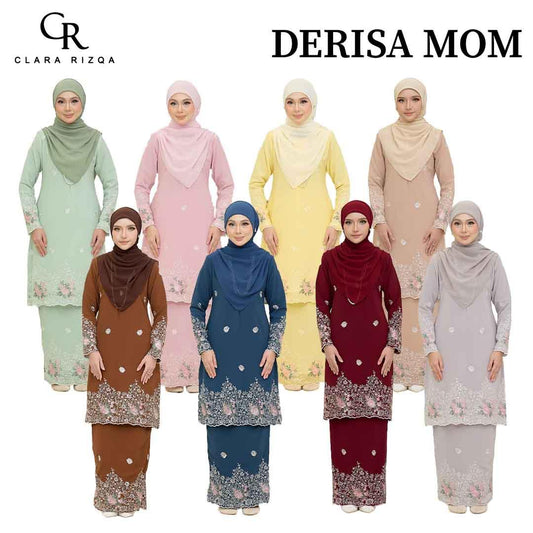 CLARA RIZQA - DERISA baju kurung cantik material Chiffon with lining + Sulaman mom