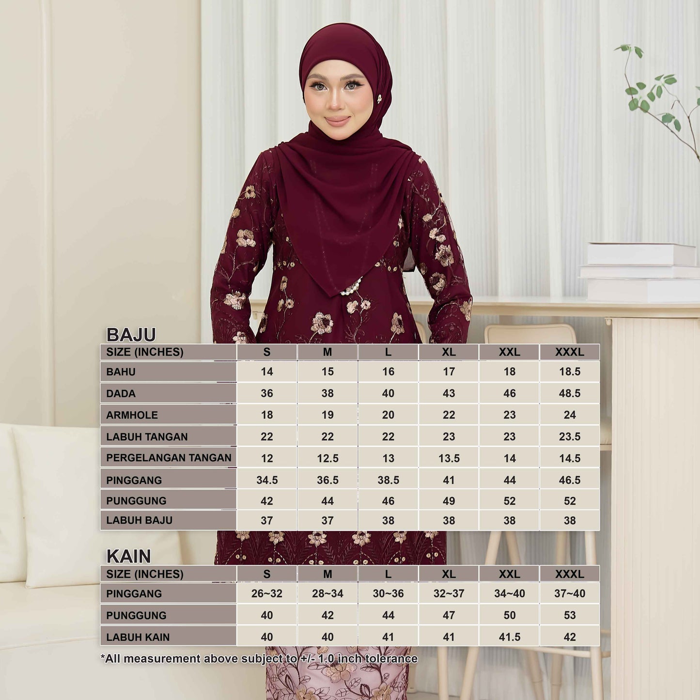 CLARA RIZQA - VANESSA baju kurung muslimah mom material premium como crepe + Lace