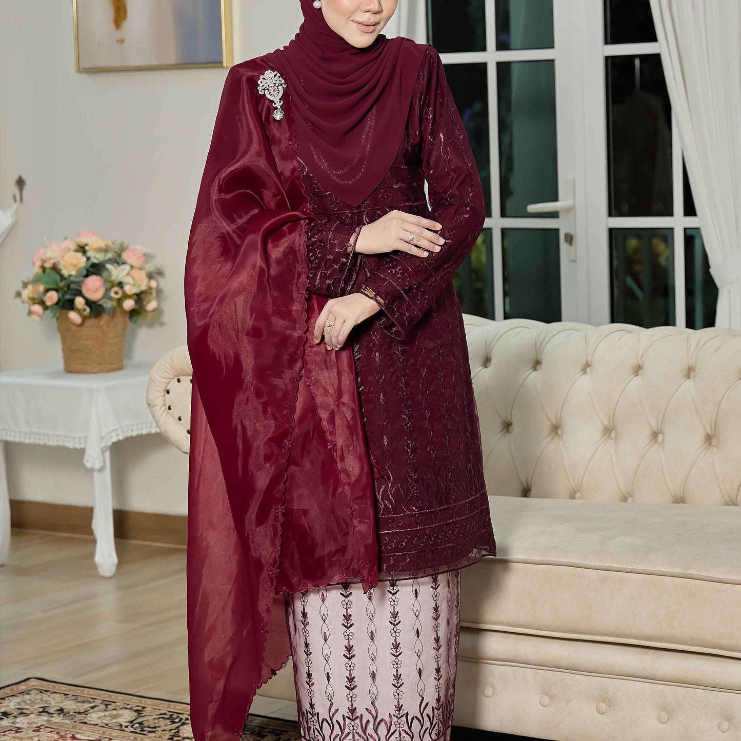CLARA RIZQA - VIANNA baju kurung muslimah mom material premium como crepe + Lace