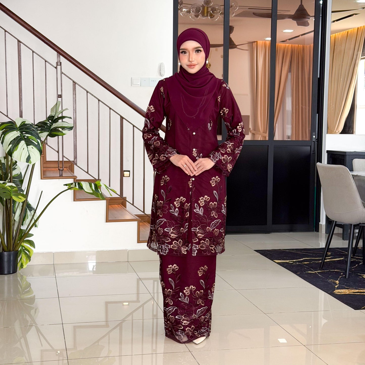 CLARA RIZQA - FEYROSA baju kurung muslimah material premium como crepe + Lace
