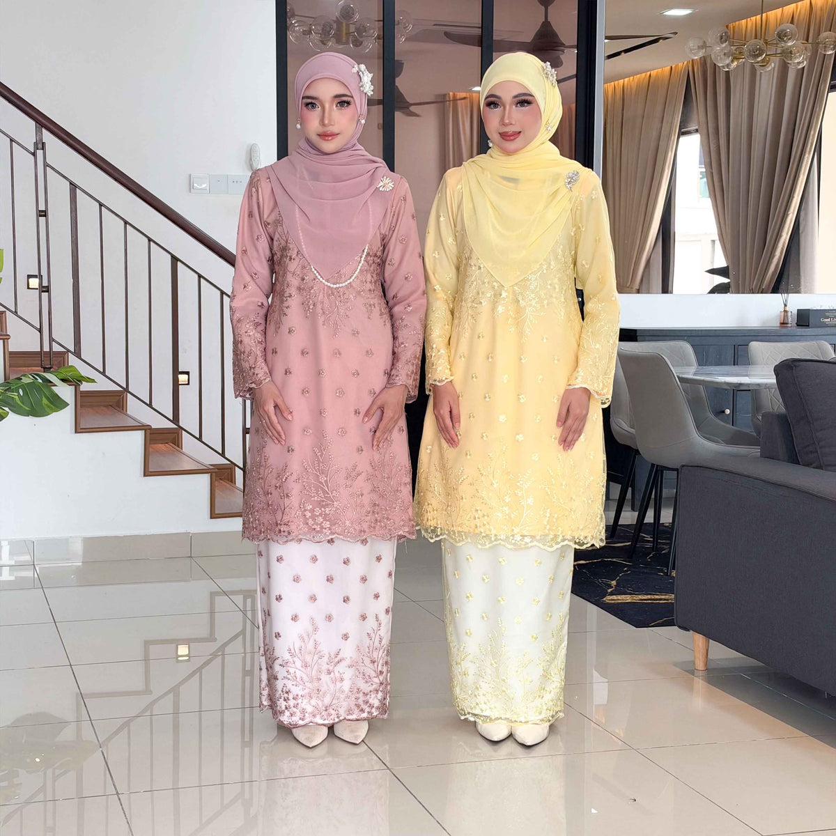 CLARA RIZQA - AYAROSE baju kurung muslimah material premium como crepe + Lace