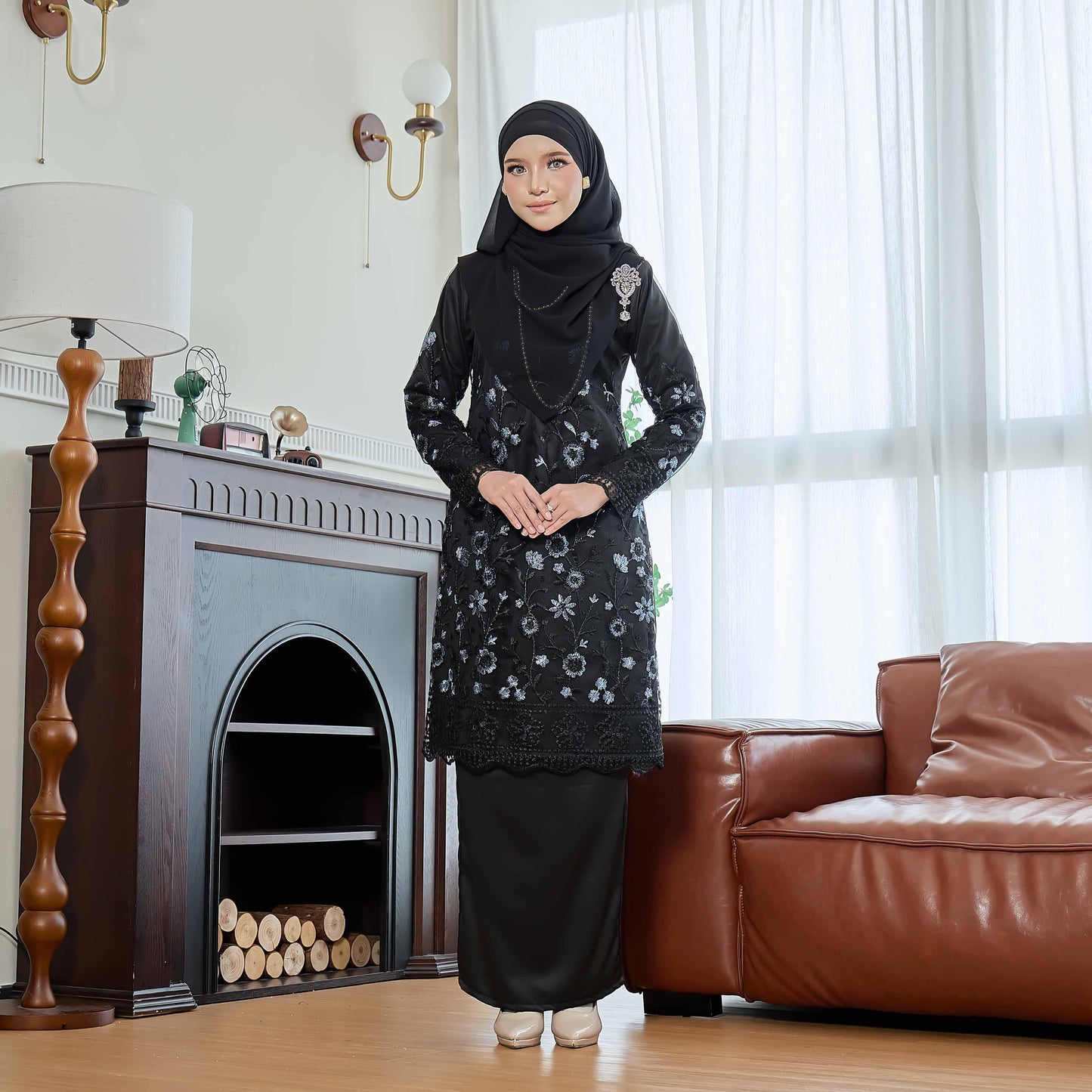 CLARA RIZQA - Catriona Mom baju kurung muslimah material premium pearl skin with lace