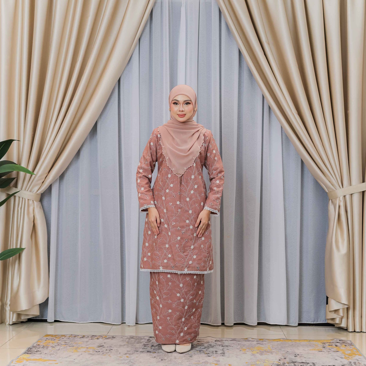 CLARA RIZQA - JASMINE baju kurung cantik moden material Cotton Embroidery with lining