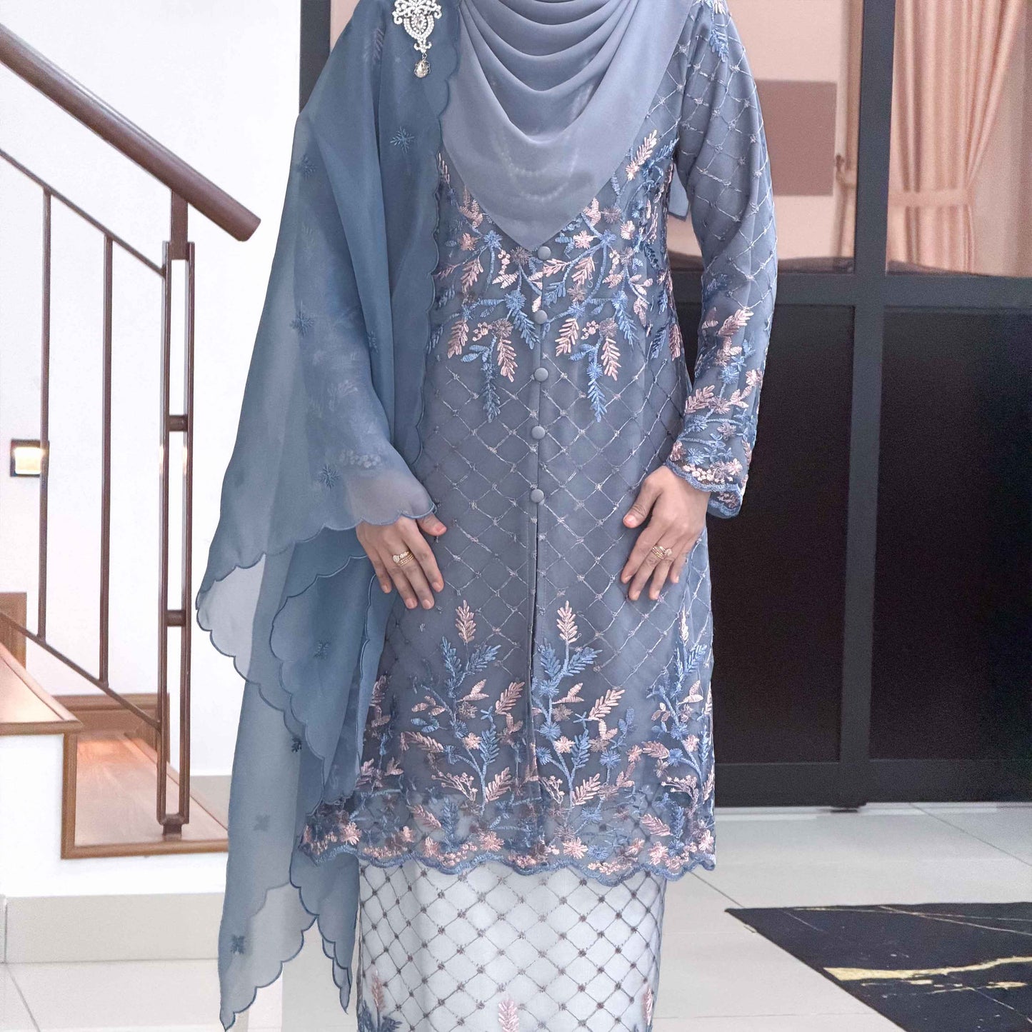 CLARA RIZQA - CALISA baju kurung muslimah material premium como crepe + Lace