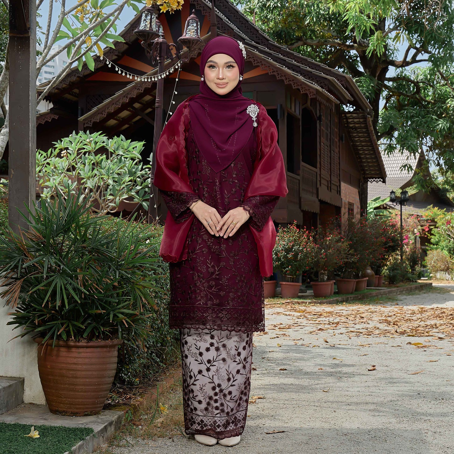 CLARA RIZQA - LAYKA baju kurung muslimah mom material premium como crepe + Lace