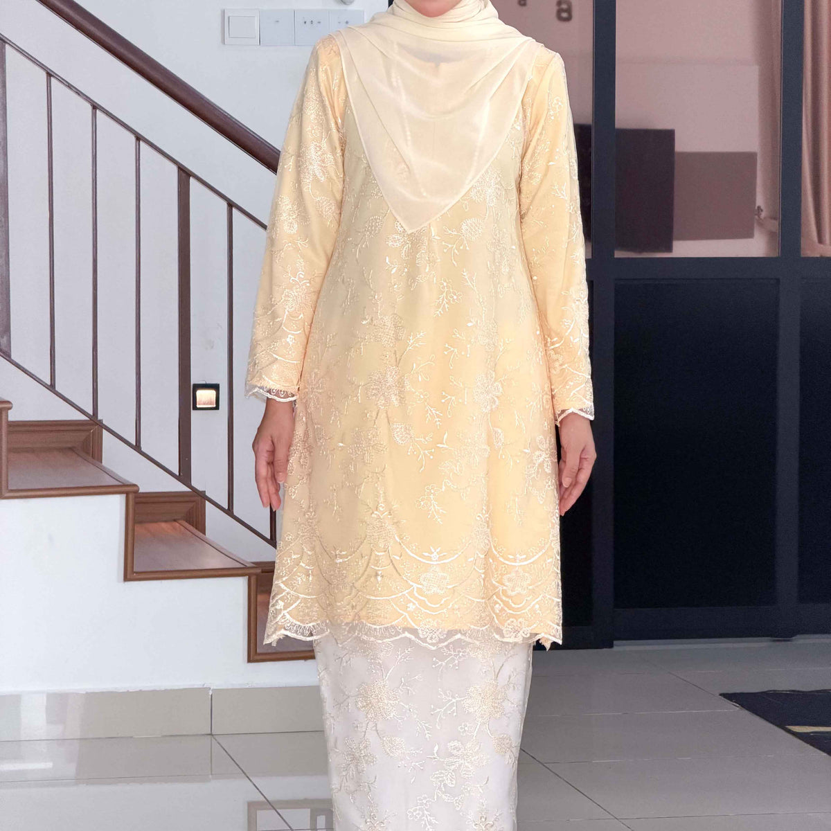 CLARA RIZQA -MELISSA baju kurung muslimah material premium como crepe + Lace