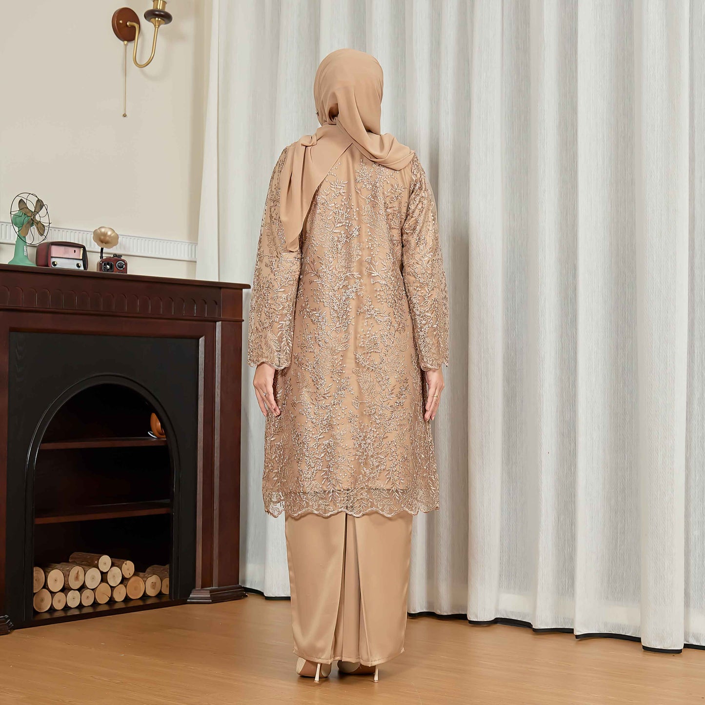 CLARA RIZQA - PETRA baju kurung moden material lace + sutera pearl lace