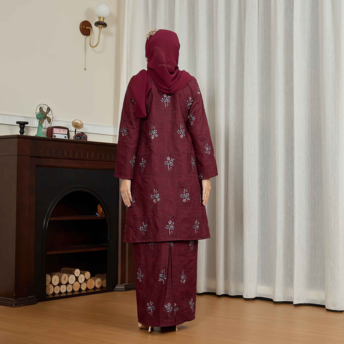 CLARA RIZQA - ALORA baju kurung cantik moden material Cotton Embroidery with lining