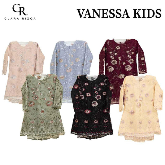 CLARA RIZQA - VANESSA baju kurung muslimah kids material premium como crepe + Lace