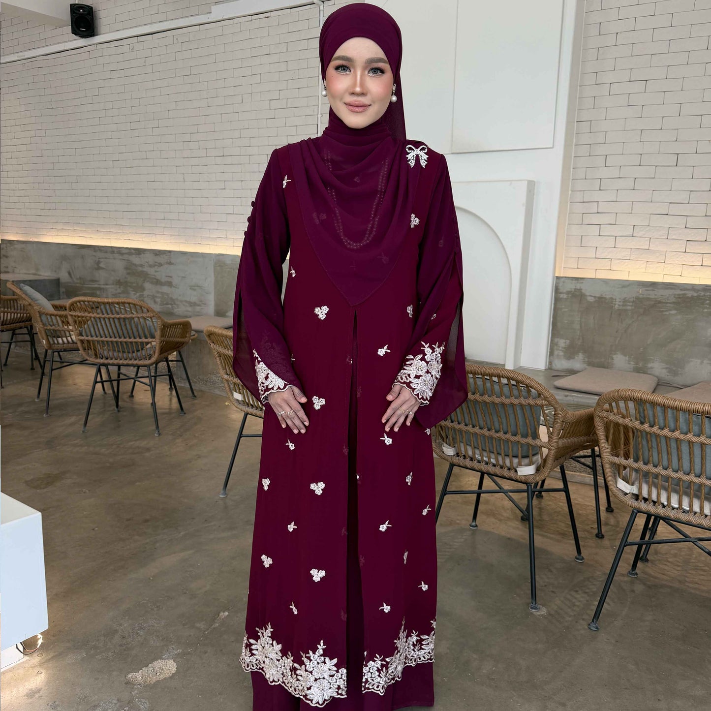 CLARA RIZQA - HAWRA Jubah Abaya material chiffon embroidery with lining como crepe