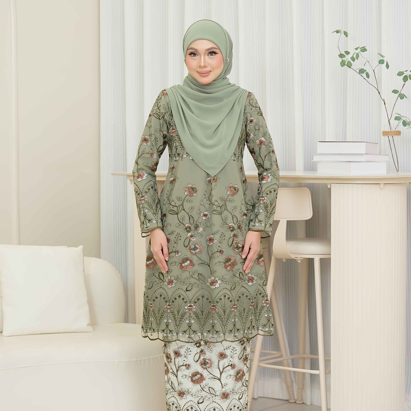 CLARA RIZQA - VANESSA baju kurung muslimah mom material premium como crepe + Lace