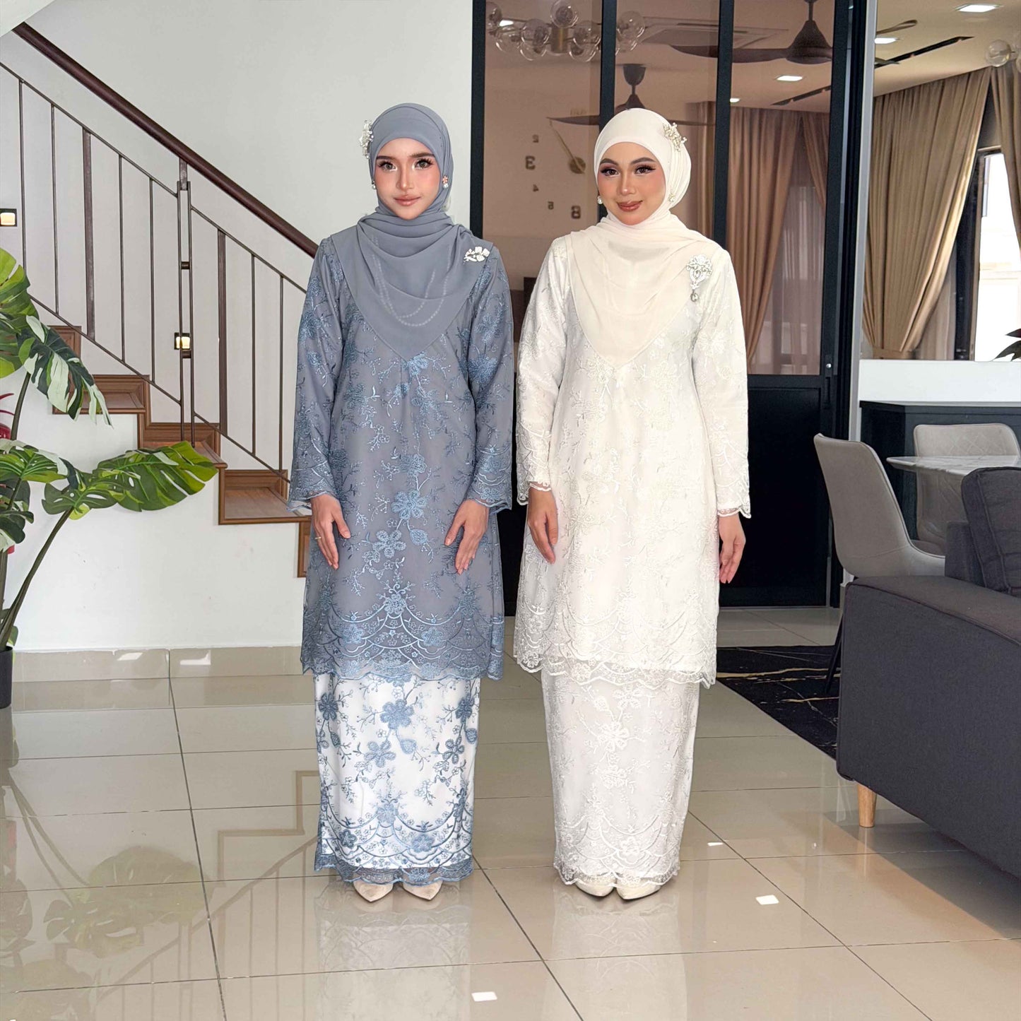 CLARA RIZQA -MELISSA baju kurung muslimah material premium como crepe + Lace
