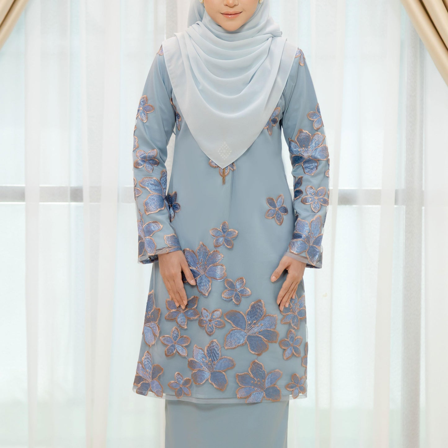 CLARA RIZQA -  MONICA Baju Kurung cantik material lace + pearl skin lining
