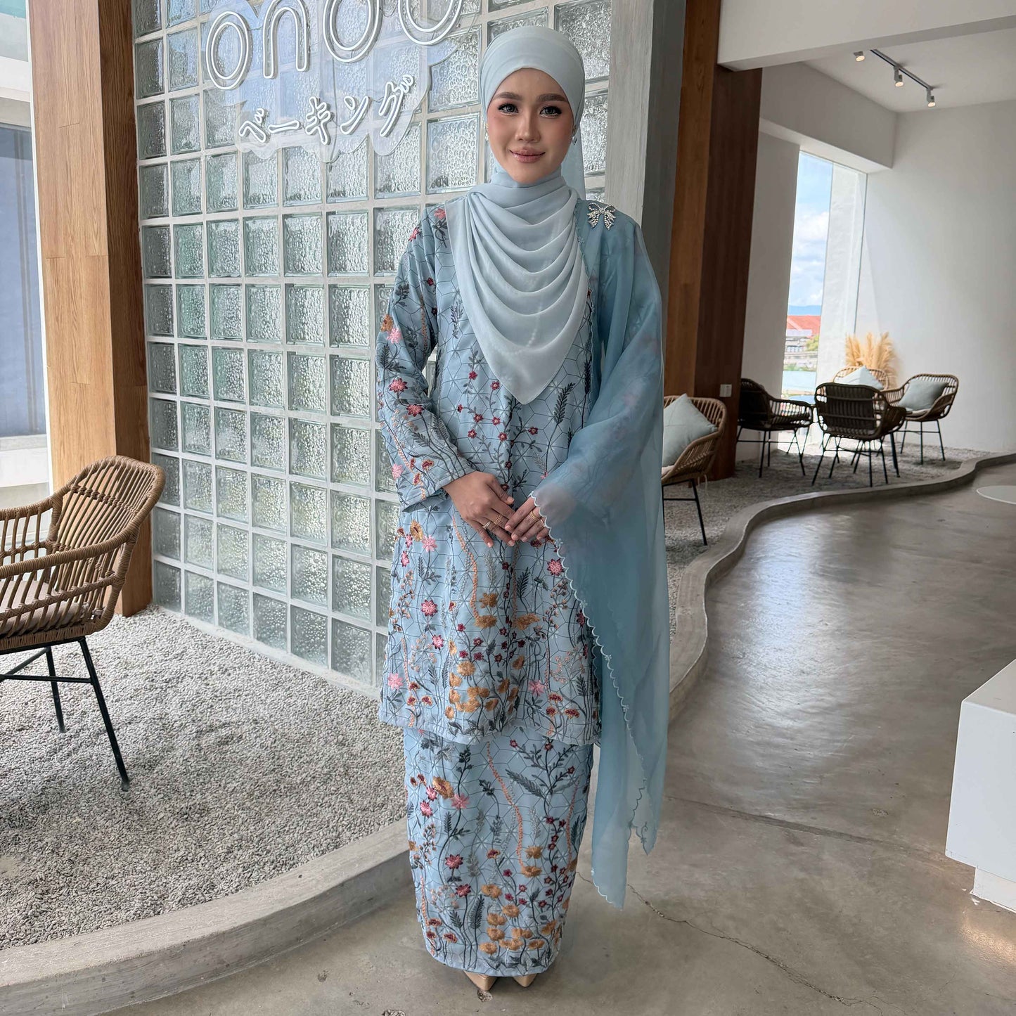 CLARA RIZQA - CAMELLA baju kurung cantik moden material Chiffon Embroidery with lining