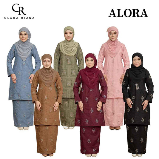 CLARA RIZQA - ALORA baju kurung cantik moden material Cotton Embroidery with lining
