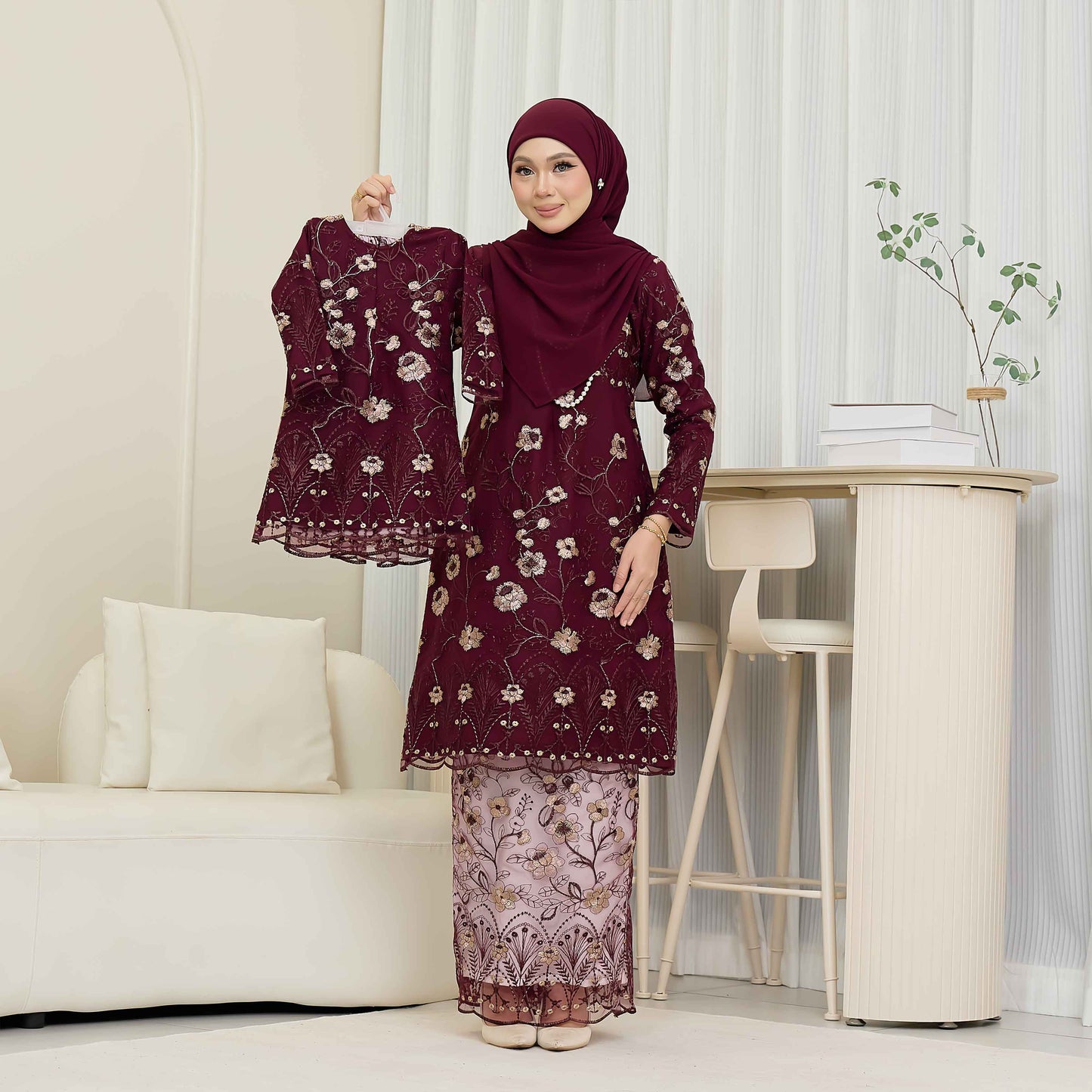 CLARA RIZQA - VANESSA baju kurung muslimah kids material premium como crepe + Lace