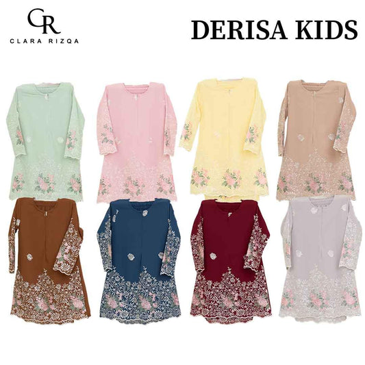 CLARA RIZQA - DERISA baju kurung cantik material Chiffon with lining + Sulaman kids