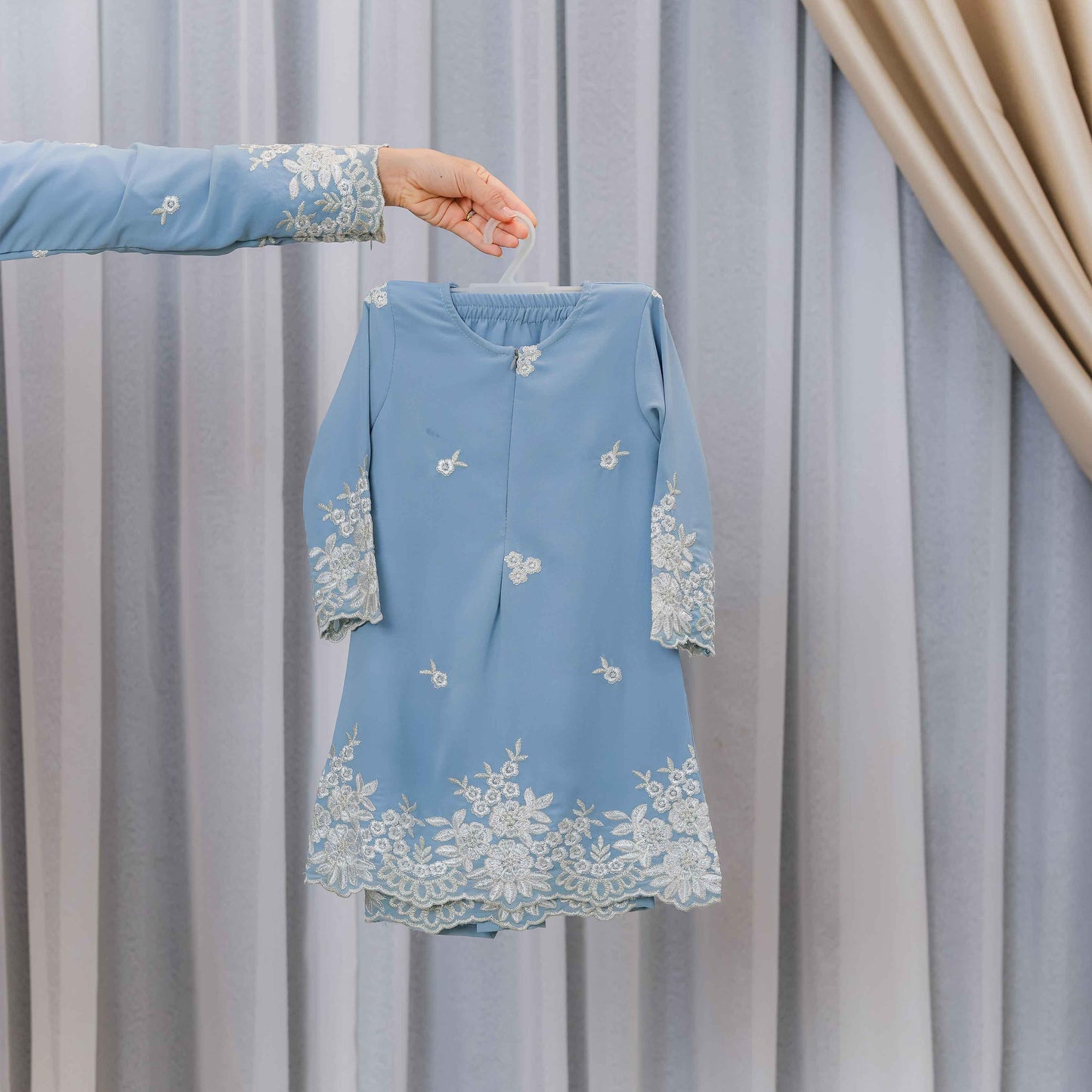 CLARA RIZQA - AVELINE baju kurung cantik material Chiffon embroidery with lining (kids)