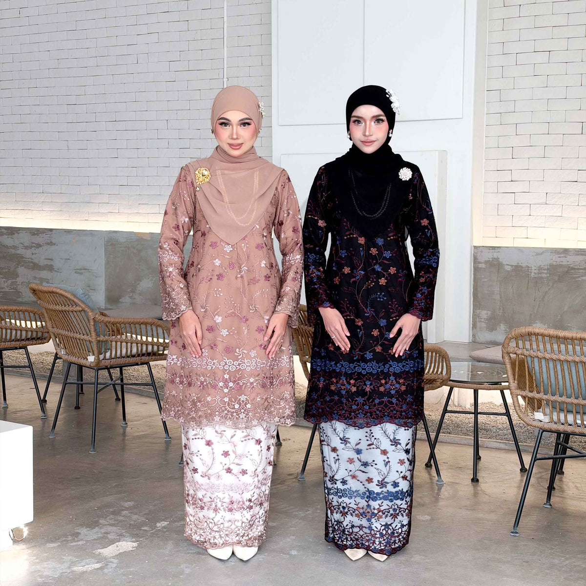 CLARA RIZQA - YASMIN baju kurung muslimah material premium como crepe + Lace