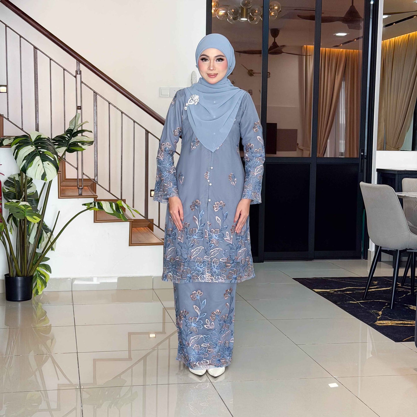 CLARA RIZQA - FEYROSA baju kurung muslimah material premium como crepe + Lace
