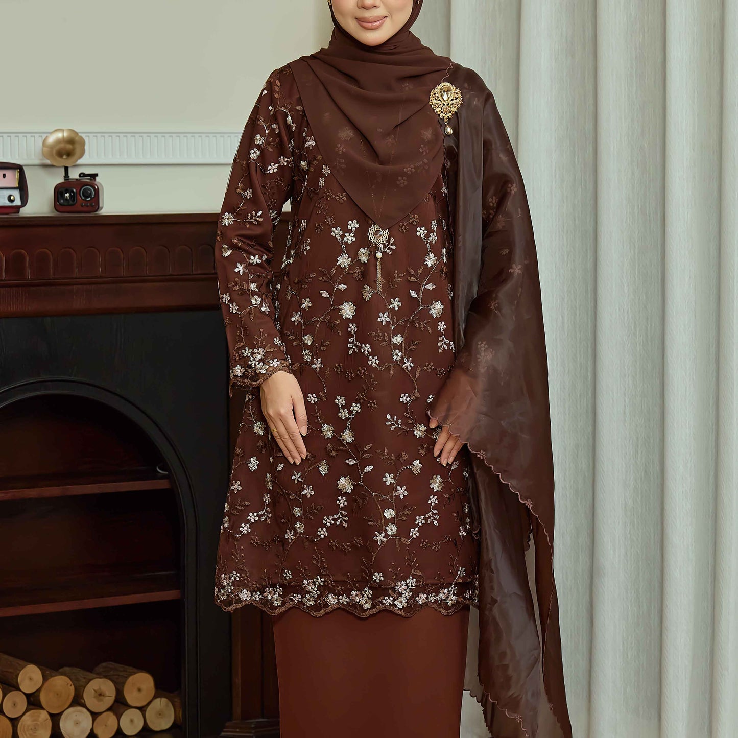 CLARA RIZQA - DIANDRA Mom baju kurung muslimah material premium pearl skin with lace