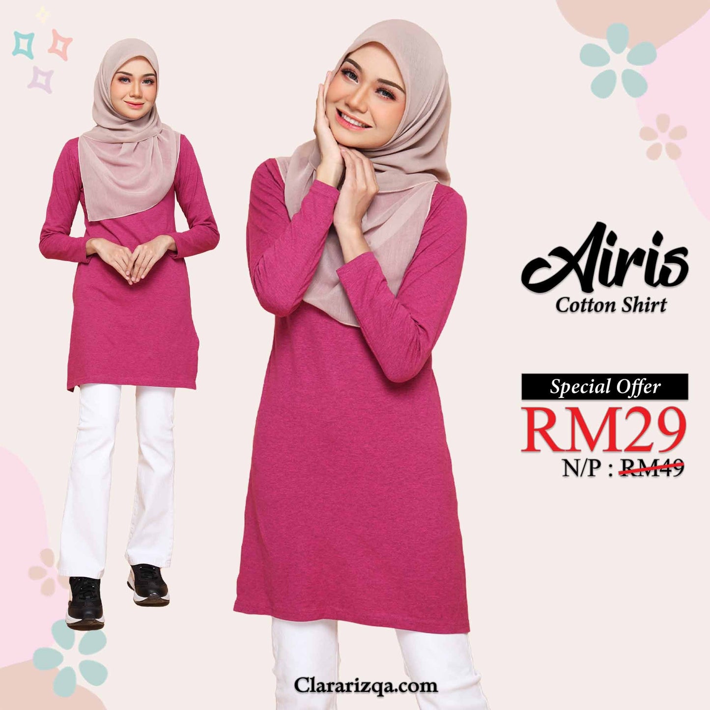 Airis Cotton Shirt - Fushia Pink