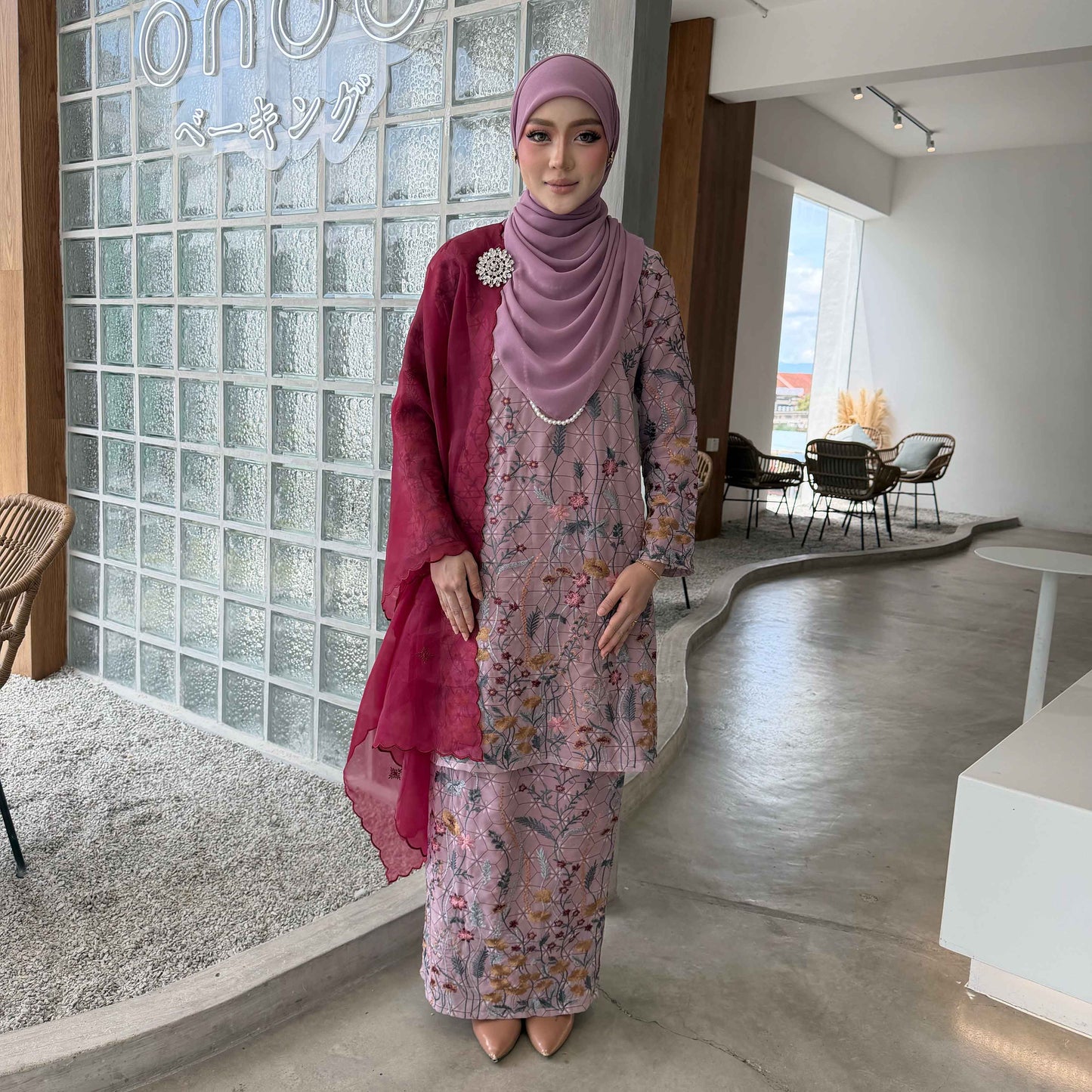 CLARA RIZQA - CAMELLA baju kurung cantik moden material Chiffon Embroidery with lining